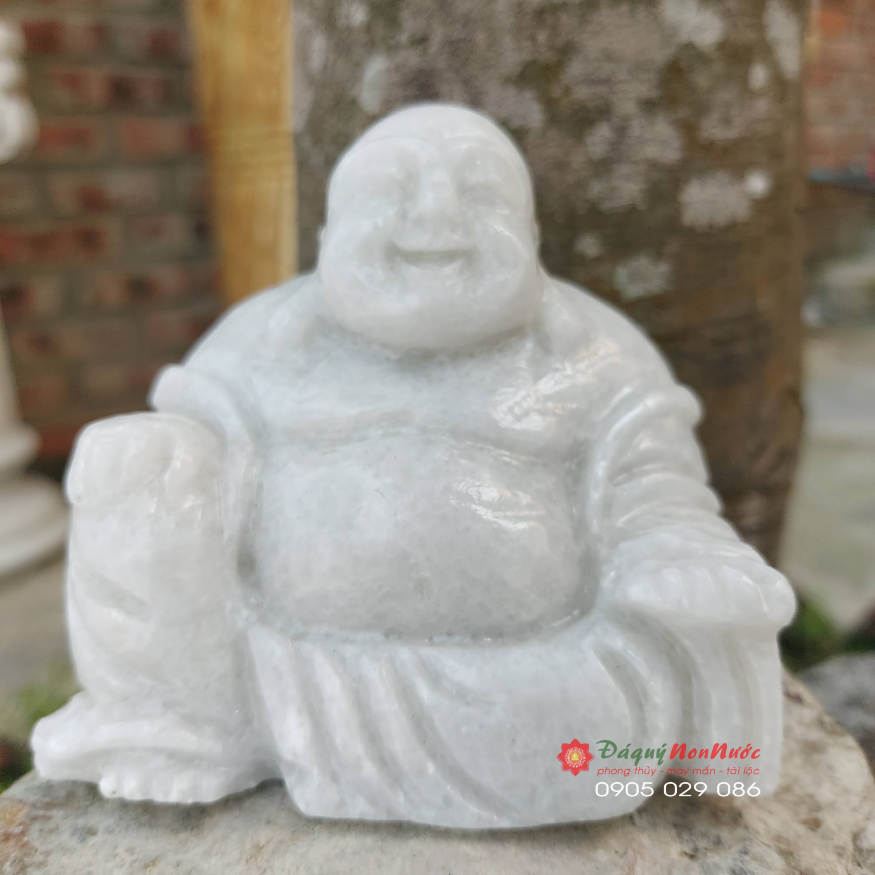 Tượng Phật Di lặc đá trắng 6cm - đá Non Nước