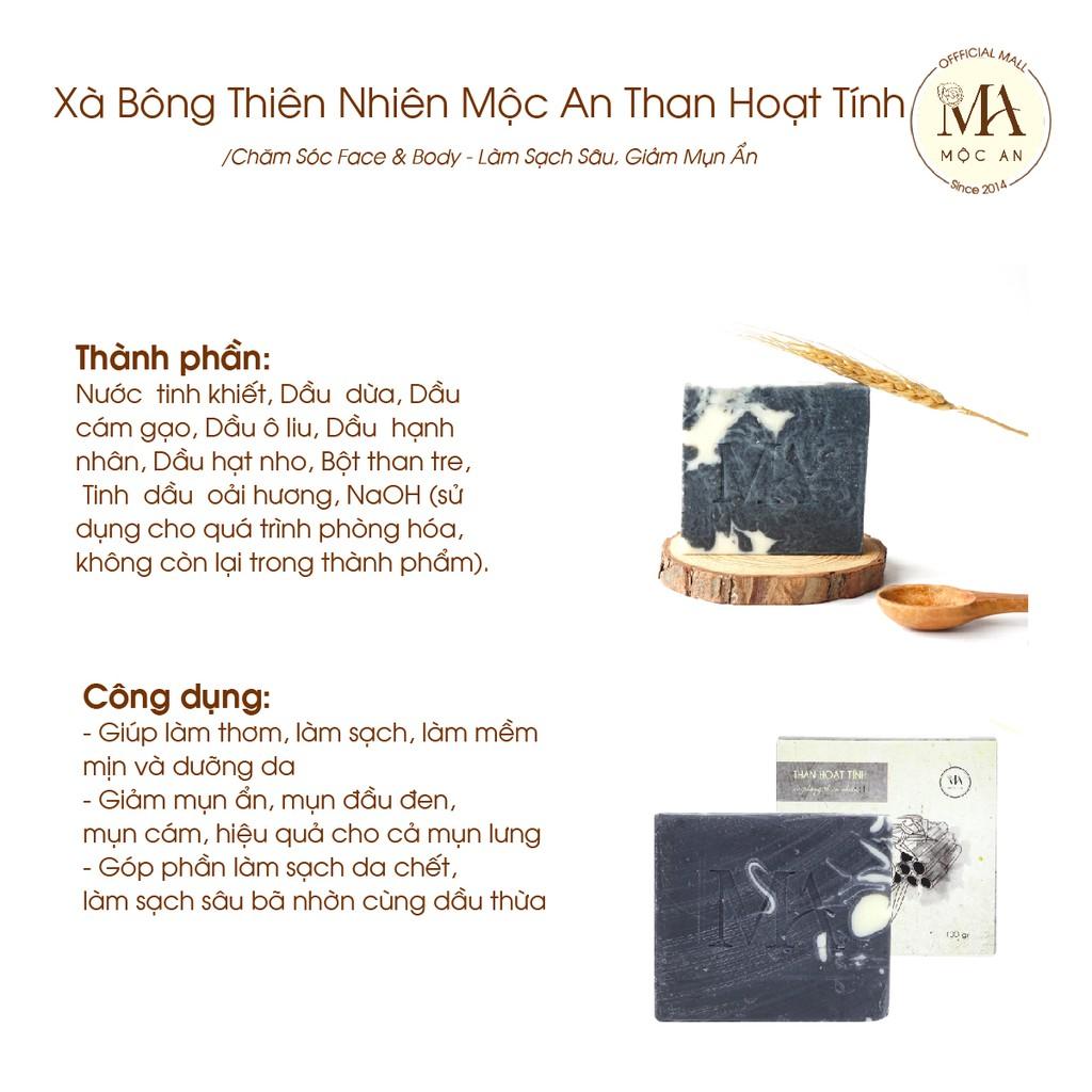 Xà Bông Thiên Nhiên Mộc An Than Hoạt Tính Chăm Sóc Face & Body - Làm Sạch Sâu, Giảm Mụn Ẩn 100g