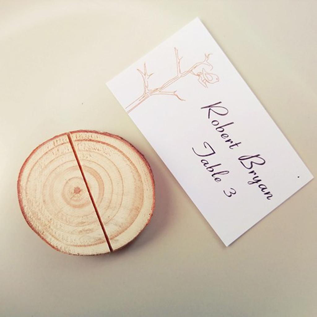Chic Shabby Style Wood Log Card Holder with Card Wedding Place Card Table Decor