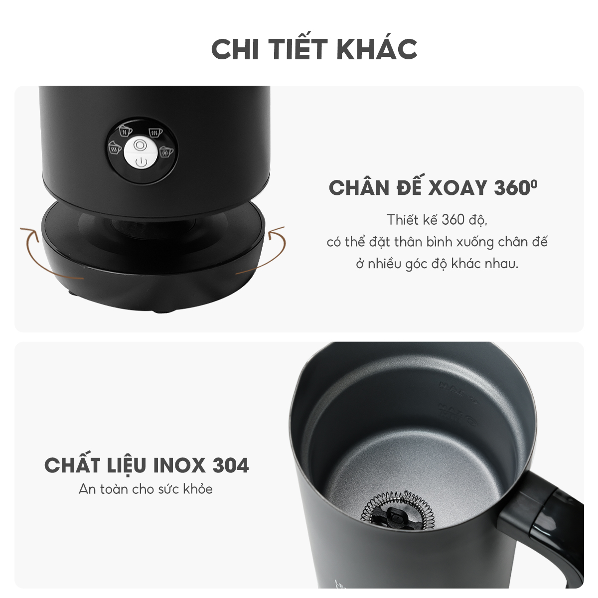Máy đánh bọt cà phê, tạo bọt sữa Lebenlang LBL102, 500W, 240ml, 4 chế độ đánh nóng lạnh, tặng kèm 1 lò xo bảo hành 2 năm - hàng chính hãng