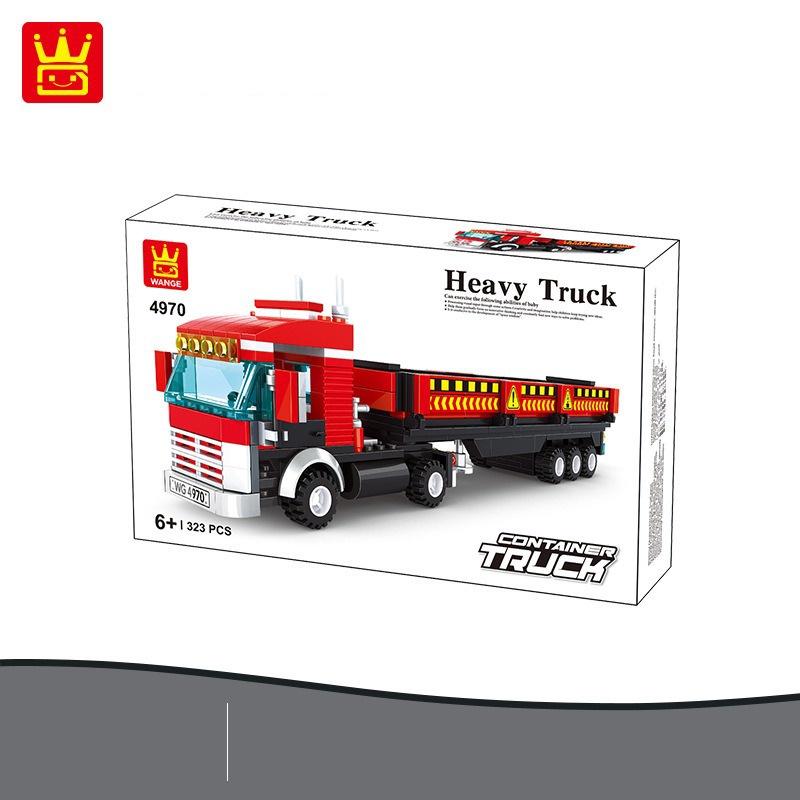 Đồ chơi Lắp ráp Xe Container xây dựng, Wange 4970 Xếp hình thông minh, Sách hướng dẫn chi tiết, Nhựa ABS an toàn