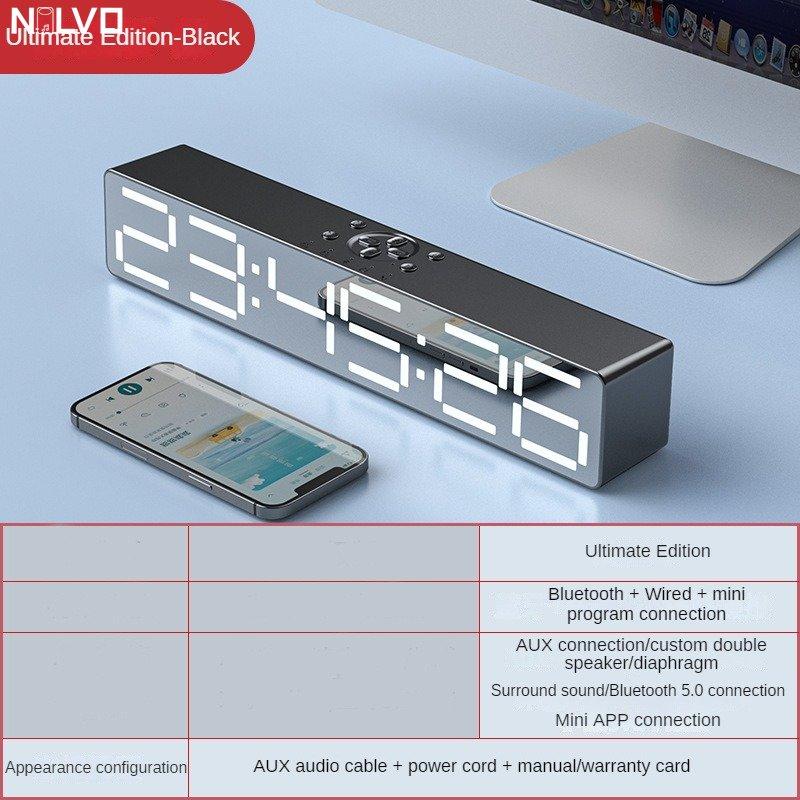 Thiết kế gương Loa Màn hình Led đen trắng Loa âm thanh nổi Máy tính để bàn Tv Đa phương tiện Loa Màn hình Loa Đồng hồ Màu sắc: đen