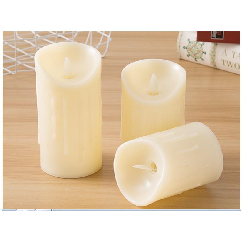 Nến điện tử,đèn cầy điện tử vỏ nhựa chảy đường kính 7,5cm