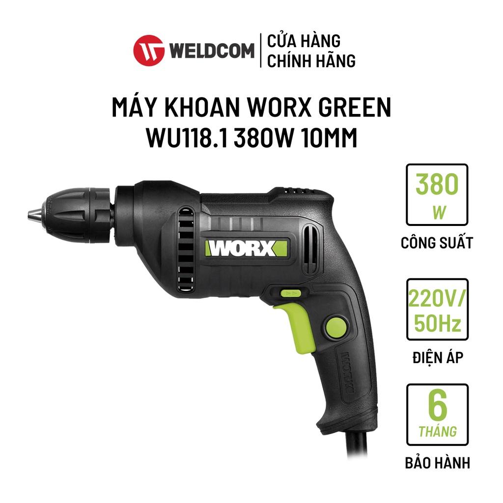 Máy Khoan WORX GREEN WU118.1 Có Tay Cầm Thiết Kế Nhỏ Gọn Thoải Mái Hiện Đại 380W 10mm (đầu vặn nhanh)