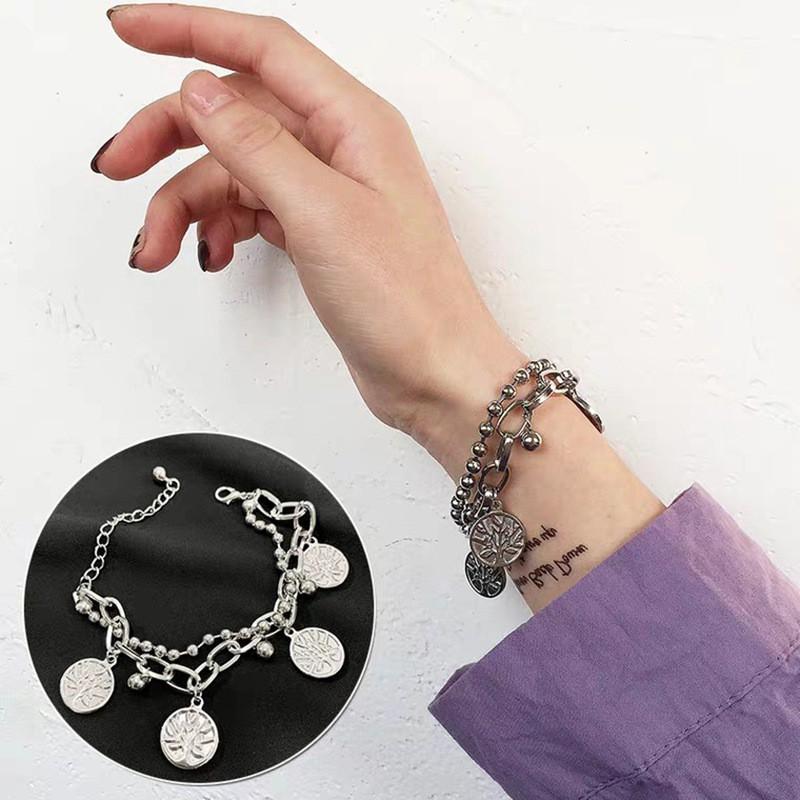 Vòng đeo tay 2 lớp làm từ hợp kim phong cách vintage dành cho nữ