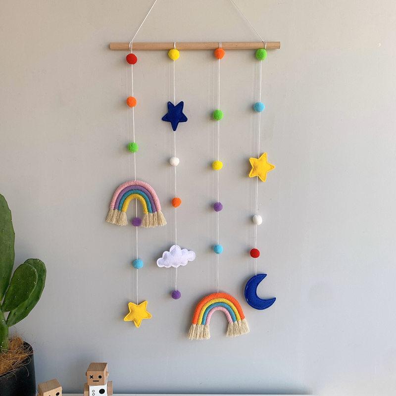 INS Bắc Âu Dệt Rainbow Bé Kẹp Tóc Giữ Trẻ Em Bé Gái Kẹp Tóc Bảo Quản Dây Hình Ảnh Người Tổ Chức Treo Tường Trang Trí Mặt Dây Chuyền