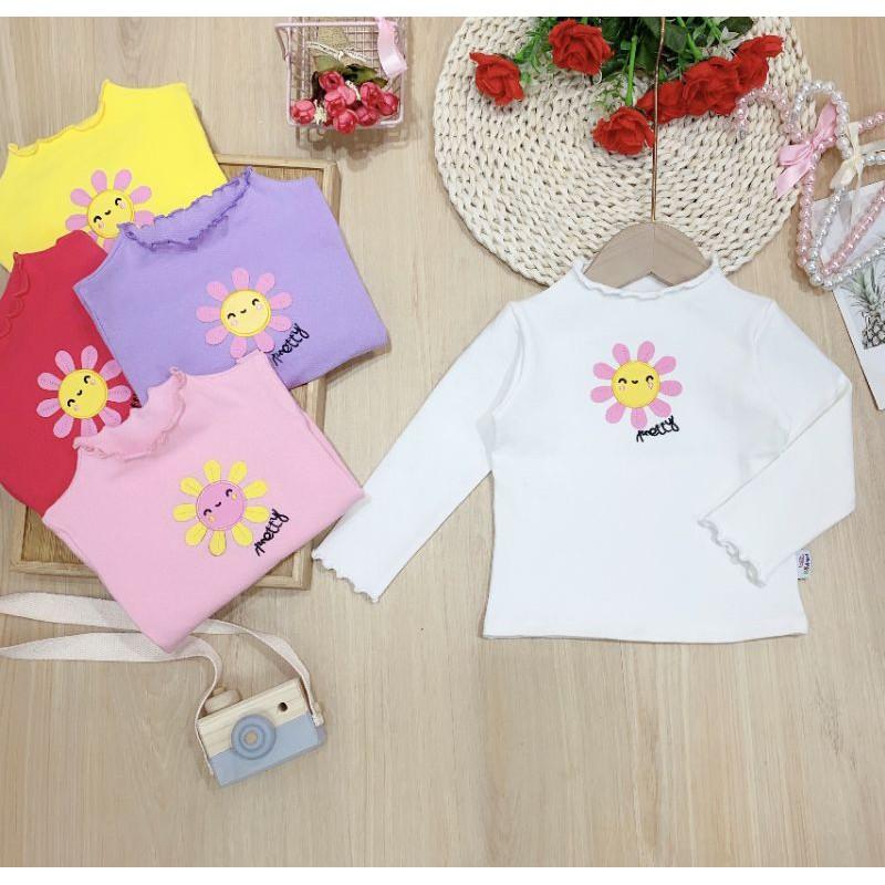 Áo cotton len cổ 3p bé gái
