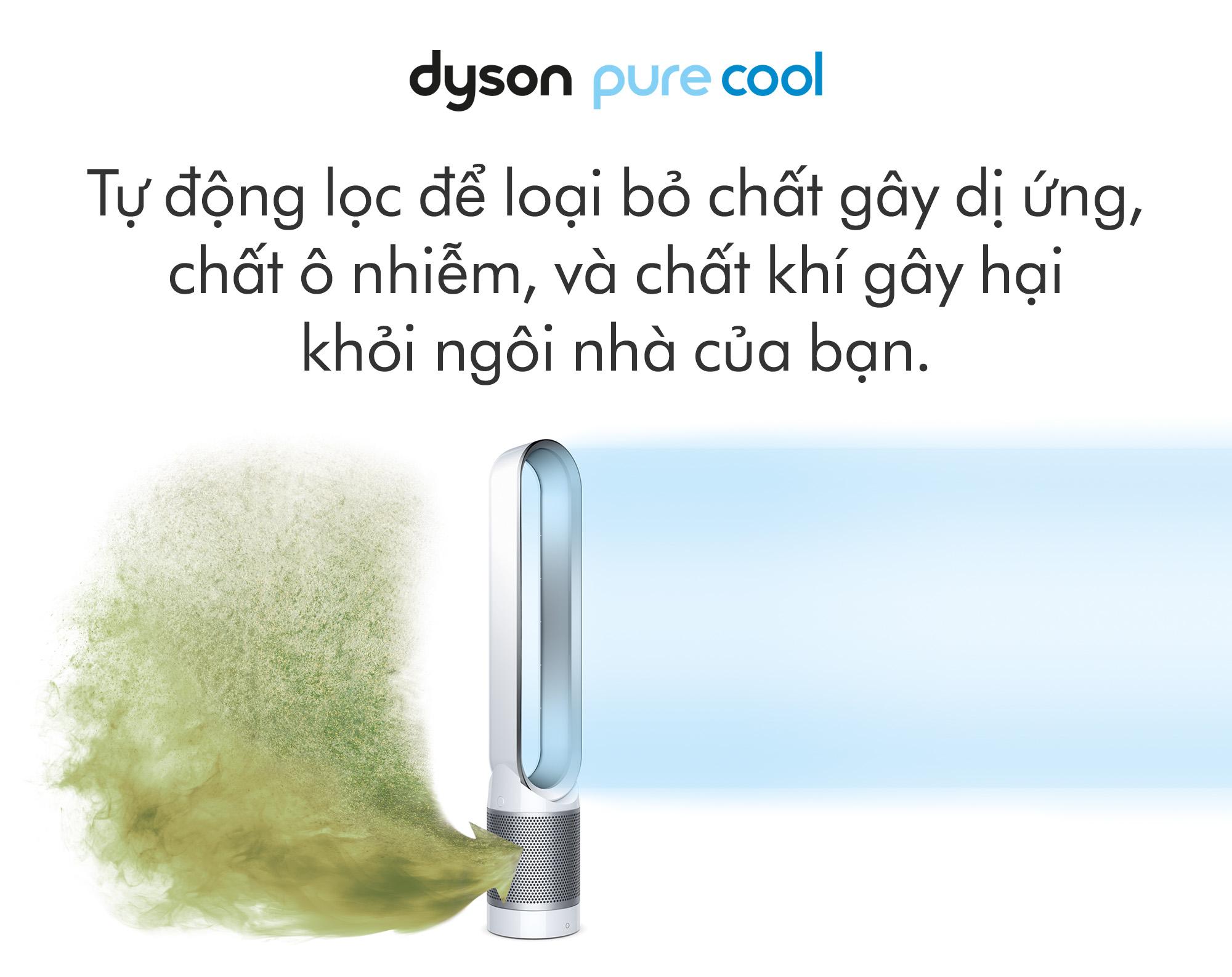 Máy Lọc Không Khí Dyson Pure Cool Tower TP00 Loại Bỏ 99% Vi Khuẩn, Bụi Mịn, Nhập Khẩu (Trắng/Bạc)