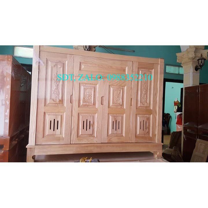 Tủ giầy 4 cánh gỗ sồi