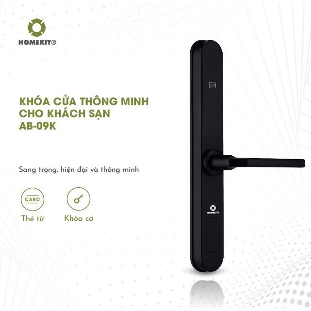 Khóa cửa điện tử thông minh HOMEKIT AB-09K thẻ từ và chìa cơ dự phòng, phù hợp nhiều loại cửa và khách sạn