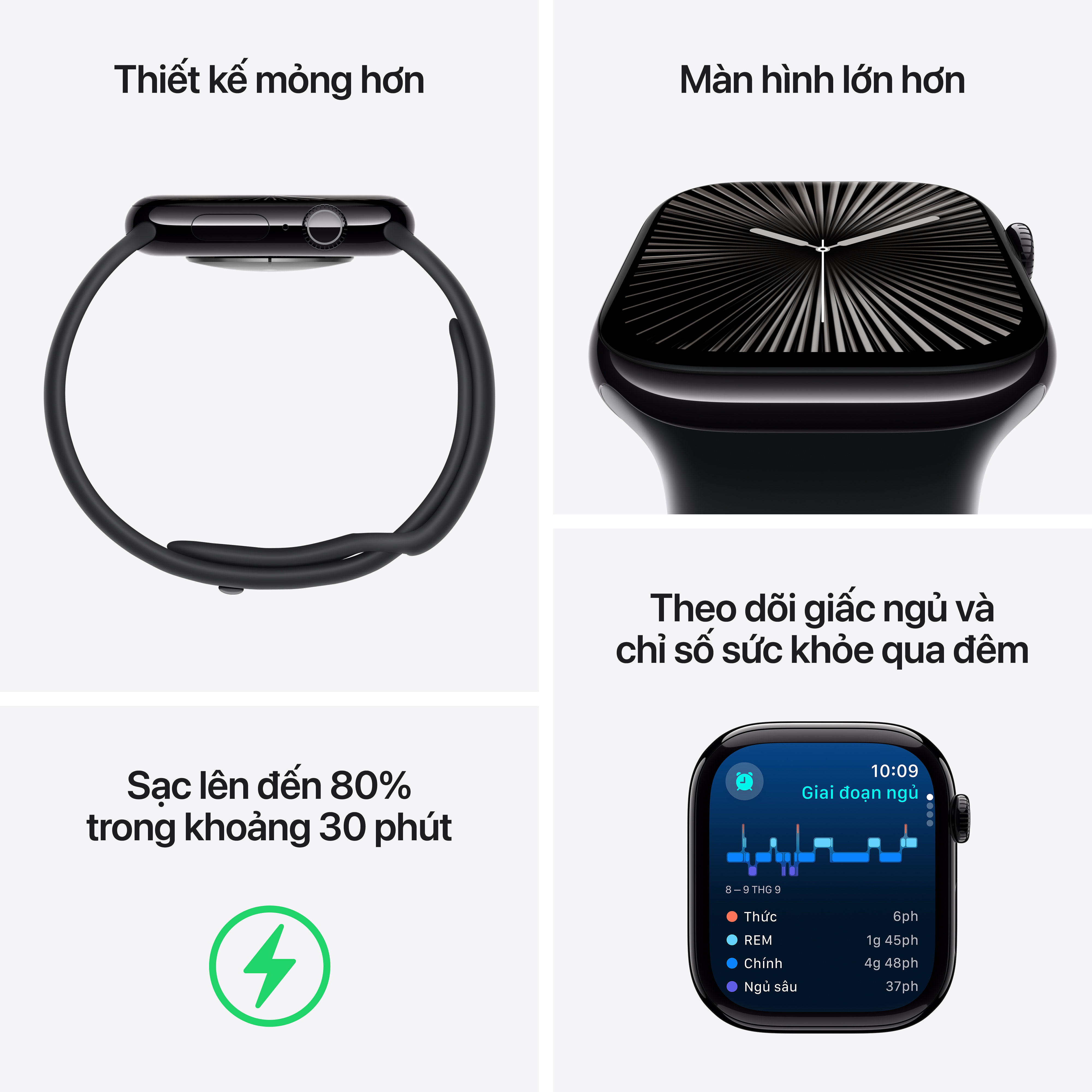 Apple Watch Series 10 GPS (Viền nhôm, dây cao su)