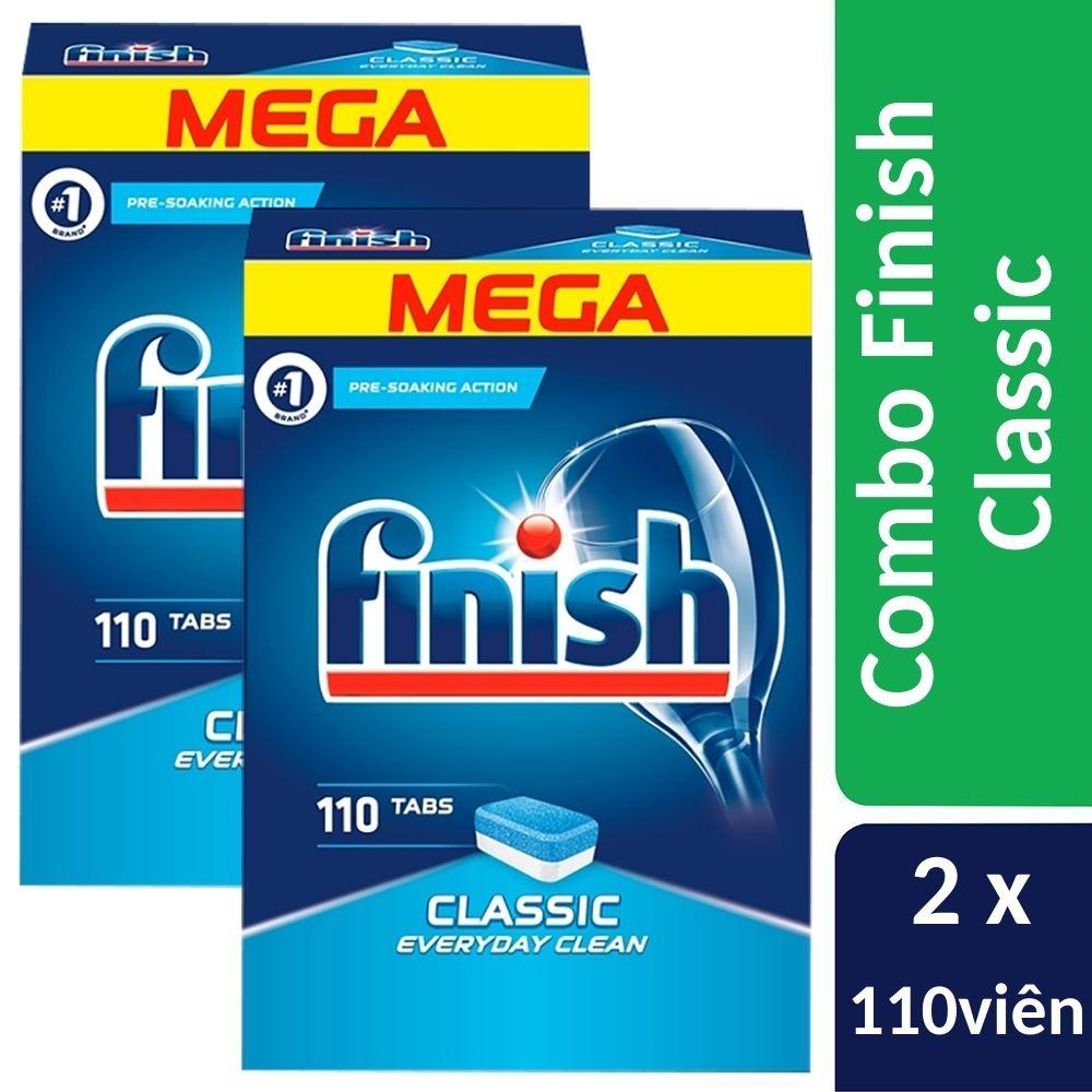 Combo 2 hộp 110 viên rửa bát Finish nhập khẩu Châu Âu Classic Dishwasher Tablets (2x110viên)