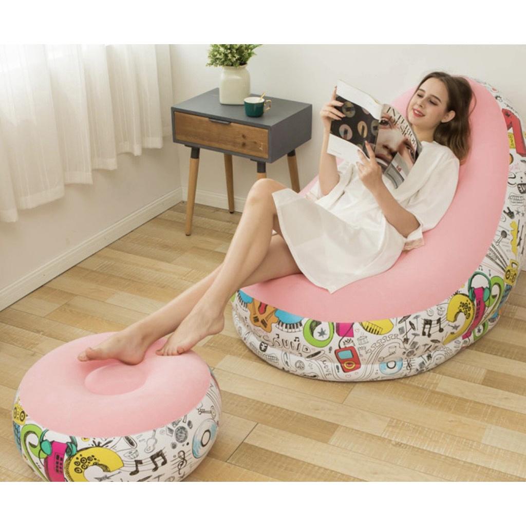 Bộ 02 Ghế Hơi Tựa Lưng JULONG Sang Trọng Họa Tiết Âm Nhạc Siêu Dễ Thương