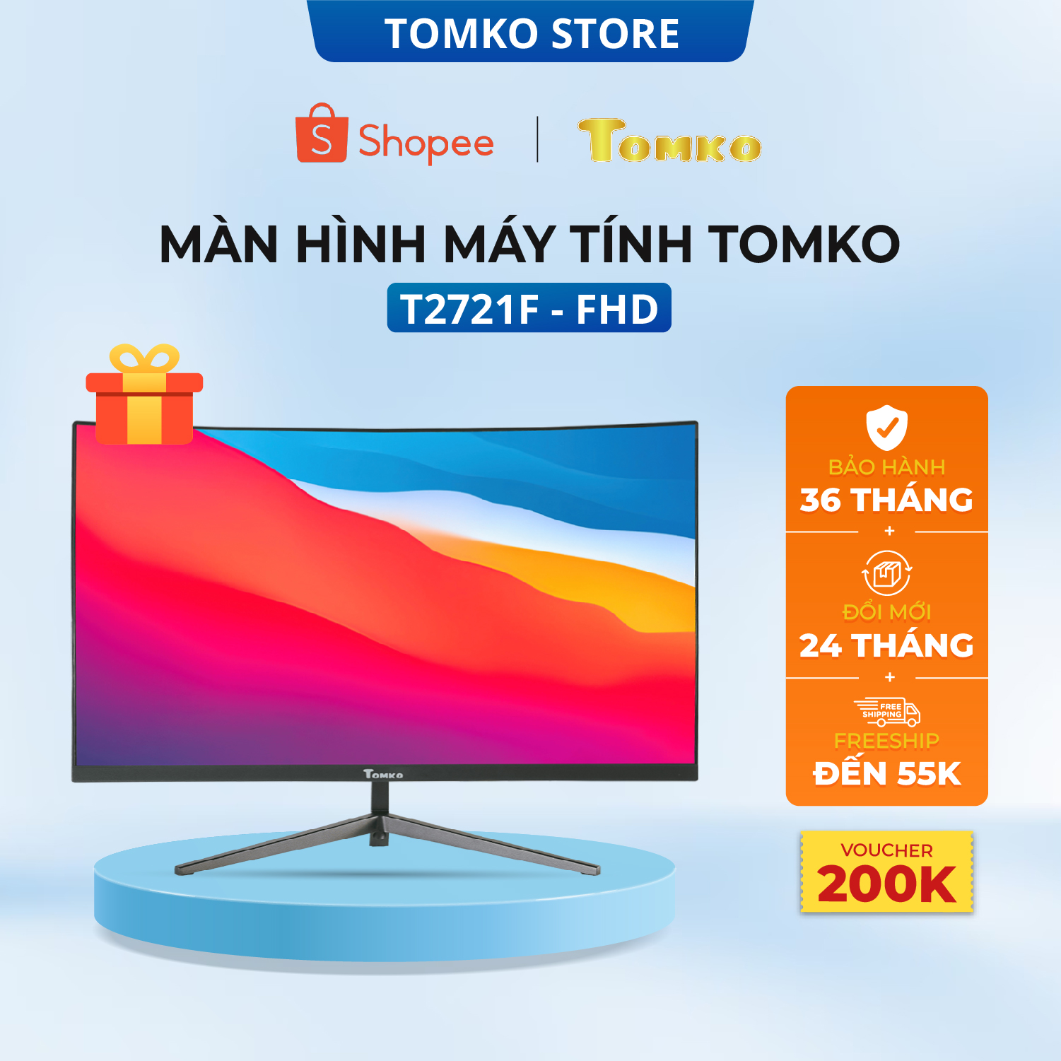 Màn hình máy tính Tomko T2721F 27 inch Full 3 viền IPS 75Hz - siêu rẻ siêu chất lượng - Hàng chính hãng