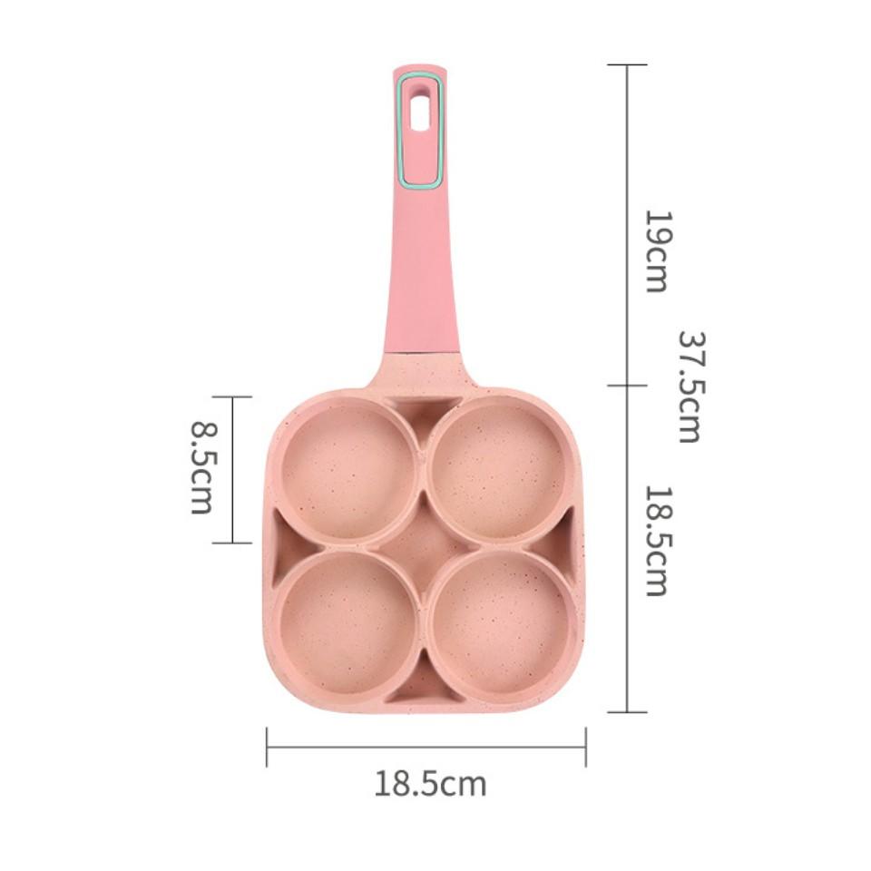 Chảo 4 lỗ làm bánh, chiên trứng SERENA Pink Mint dùng bếp gas bếp từ