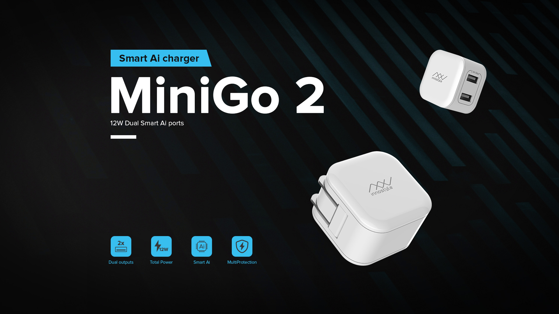 SẠC INNOSTYLE MINIGO 2 USB A 12W SMART AI CHARGING – IC12SA - HÀNG CHÍNH HÃNG