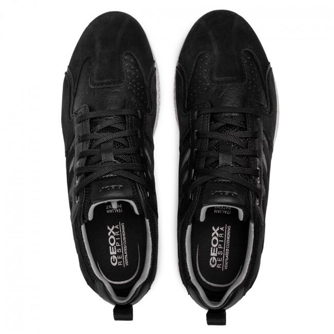 Giày Sneaker Nam GEOX Snake.2 B Suede+Synt.Lea BLACK/BLACK