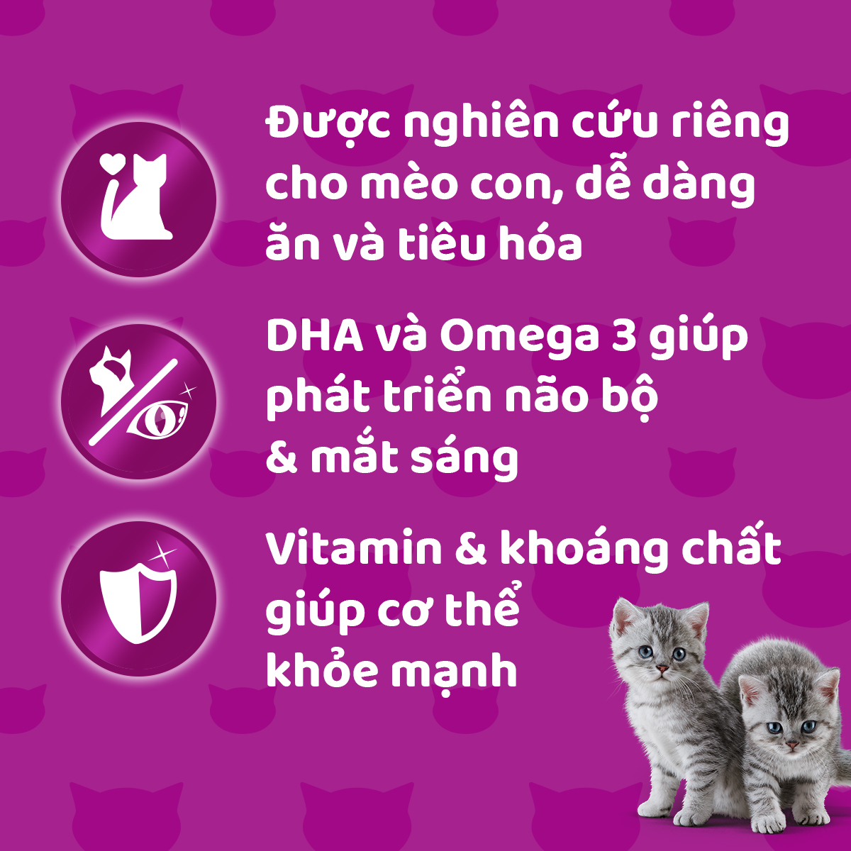 Thức ăn cho mèo con dạng sốt WHISKAS - gói 80g, 12 gói