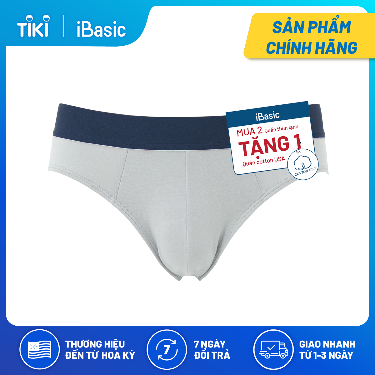 Combo 2 quần lót nam brief poly tặng 1 quần lót nam cotton USA iBasic PA3PANM119