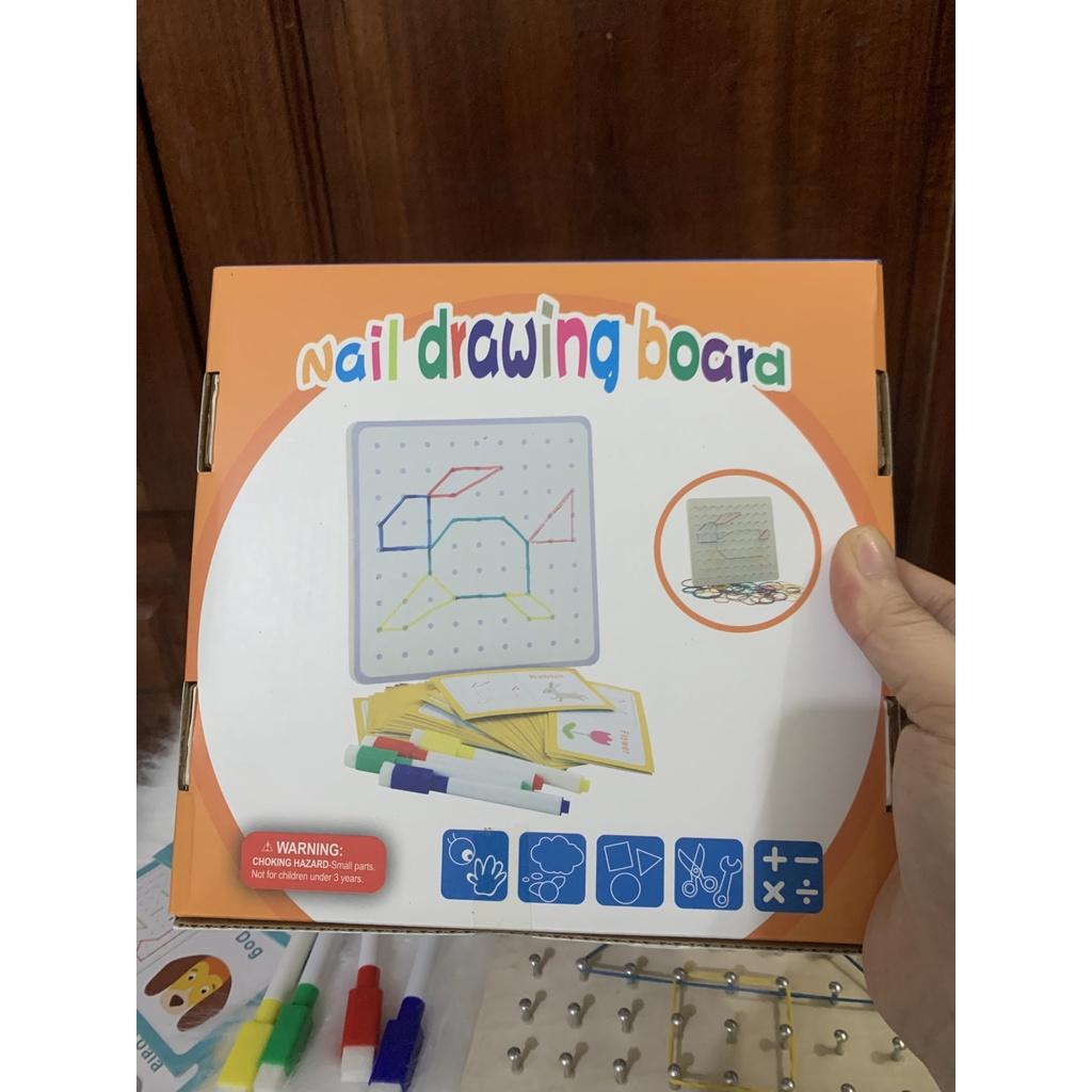 Rubber band Board SALE SẬP SÀN Bảng gỗ với dây chun tạo hình giáo cụ Montessori