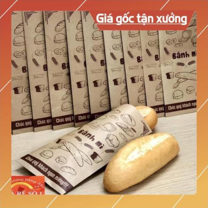 tui giay banh mi 500 túi bánh mì 13x25cm giấy kraff siêu đẹp + tiêu chuẩn an toàn thực phầm