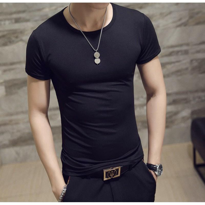 Áo ngắn tay không cổ nhiều màu chất cotton mềm mịn dáng body thời trang