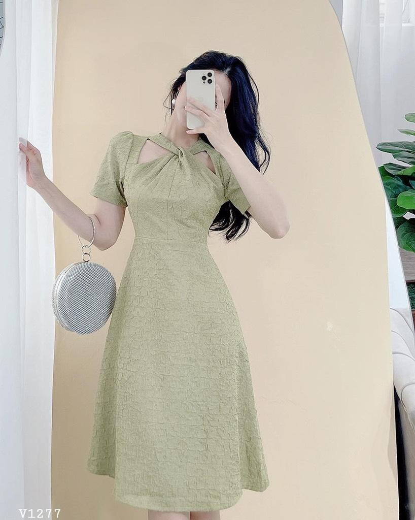 ĐẦM XÒE XỐP KHOÉT VAI XOẮN NGỰC 12657