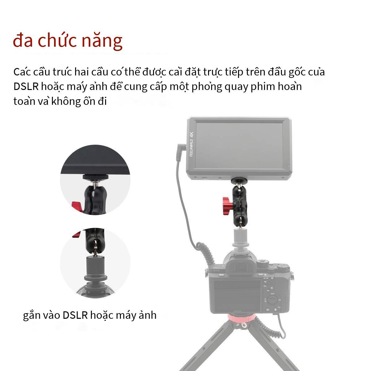 Vận Chuyển Nhanh JMSUZ Mini Full Kim Loại Giá Đỡ Màn Hình Cánh Tay Ma Thuật Hai Đầu Tay Micro SLR Phụ Kiện Hạt Đậu Kẹp Nhỏ