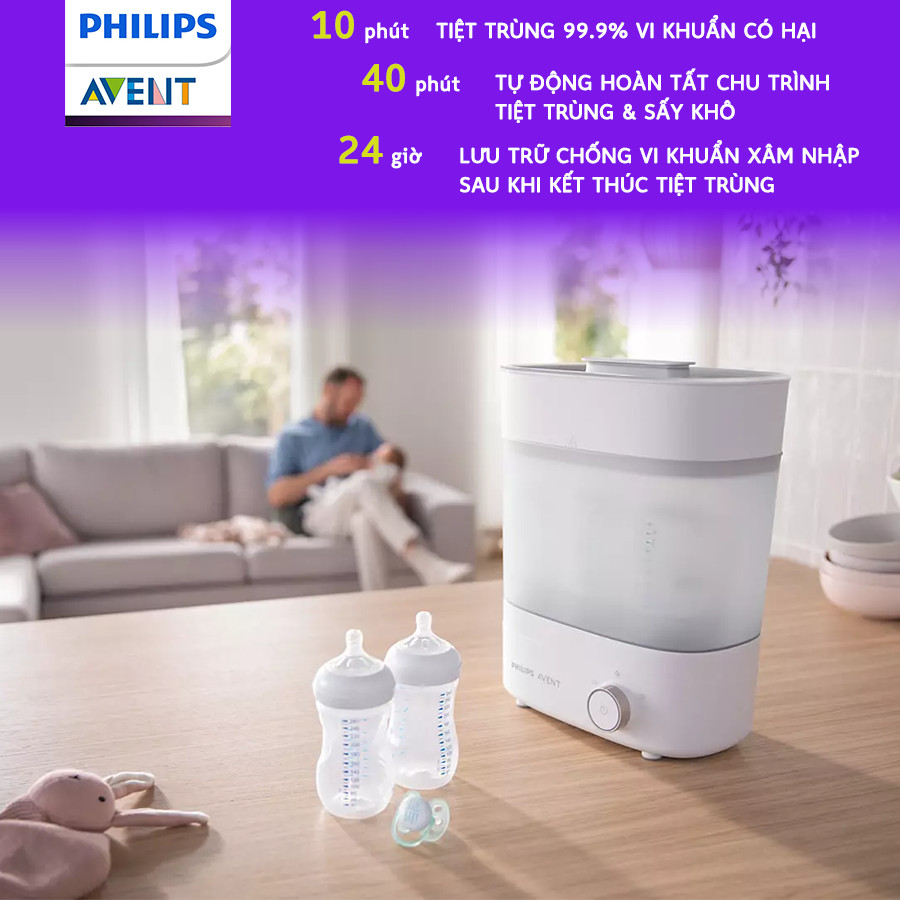 Máy Tiệt Trùng Sấy Khô Bình Sữa và Phụ Kiện 3 Trong 1 PHILIPS AVENT Bottle Steriliser and Dryer SCF293/00 (Starlight Plus)