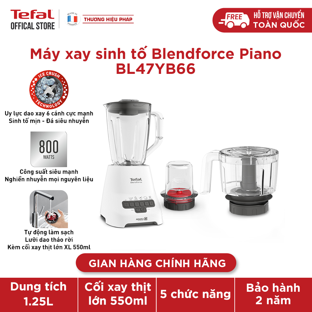 Máy xay sinh tố, xay thịt, xay thực phẩm Tefal BL47YB66, 800W, 2L - Hàng chính hãng