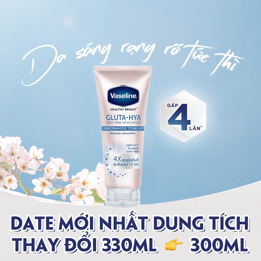 Sữa Dưỡng Thể Giúp Sáng Da Vaseline Nâng Tông Gấp 4 Lần Gluta-Hya Niacinamide Tone-up 300ml