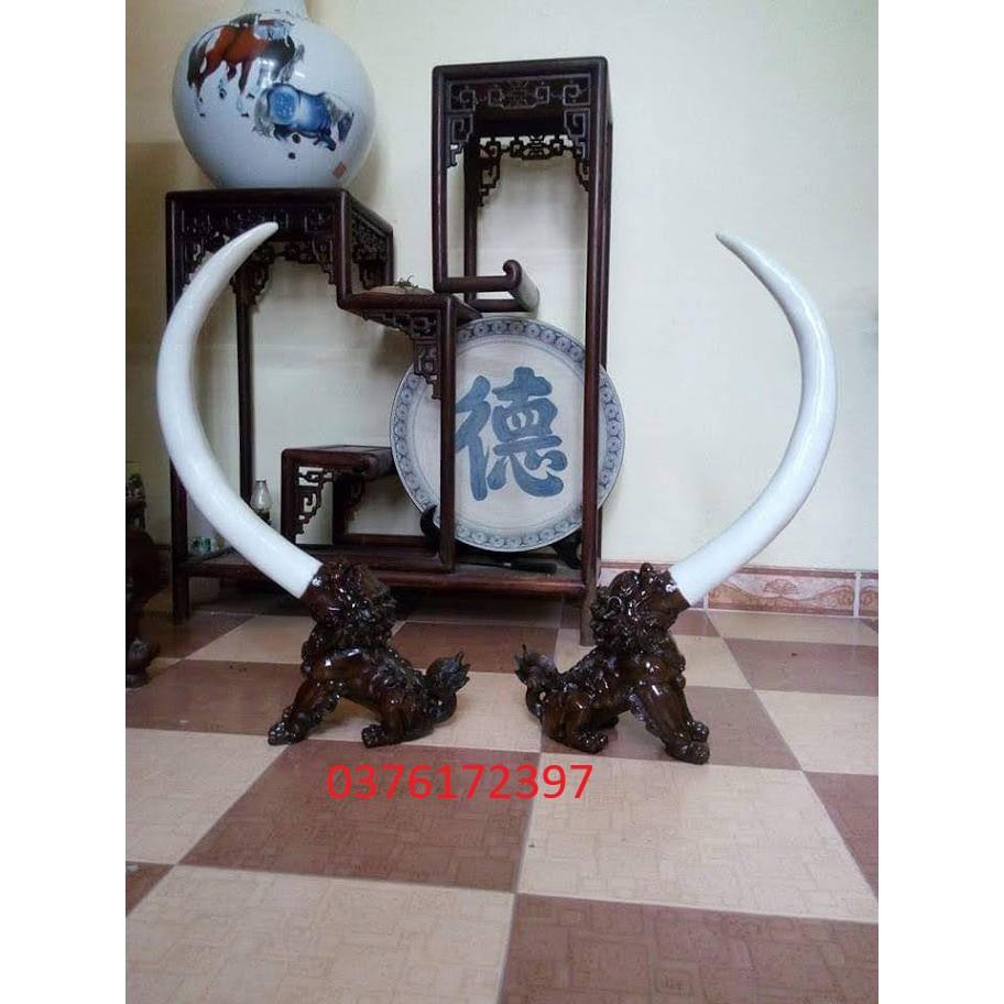 Cặp kỳ lân ngậm ngà trắng trơn cỡ đại cao 63cm