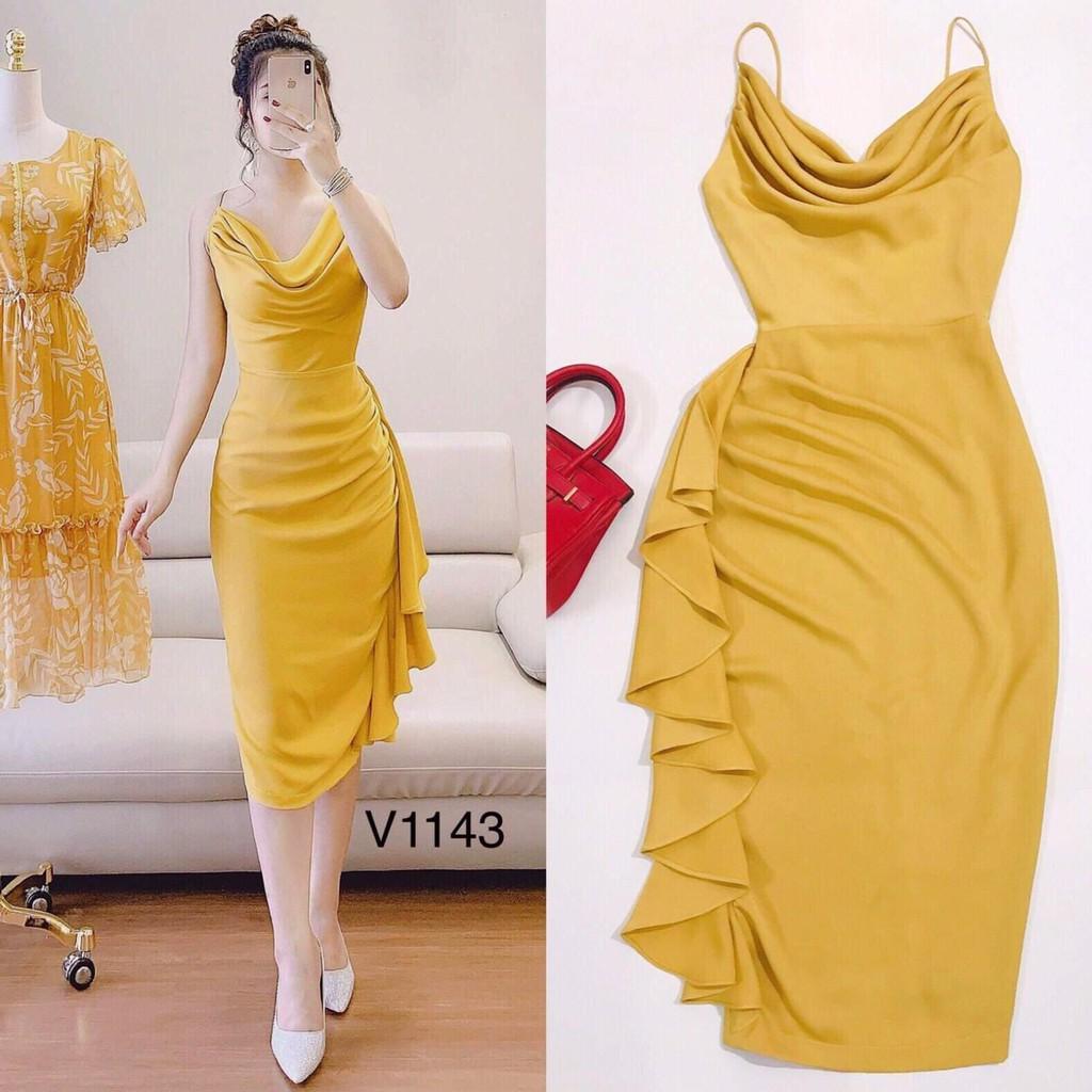 Váy dự tiệc thiết kế cổ đổ sang chảnh