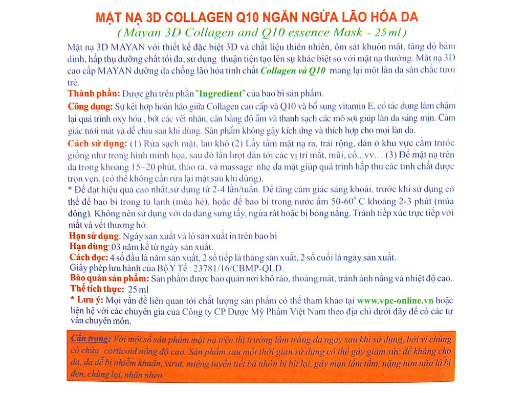 Combo 12 Mặt Nạ 3D Mayan Collagen Các Loại