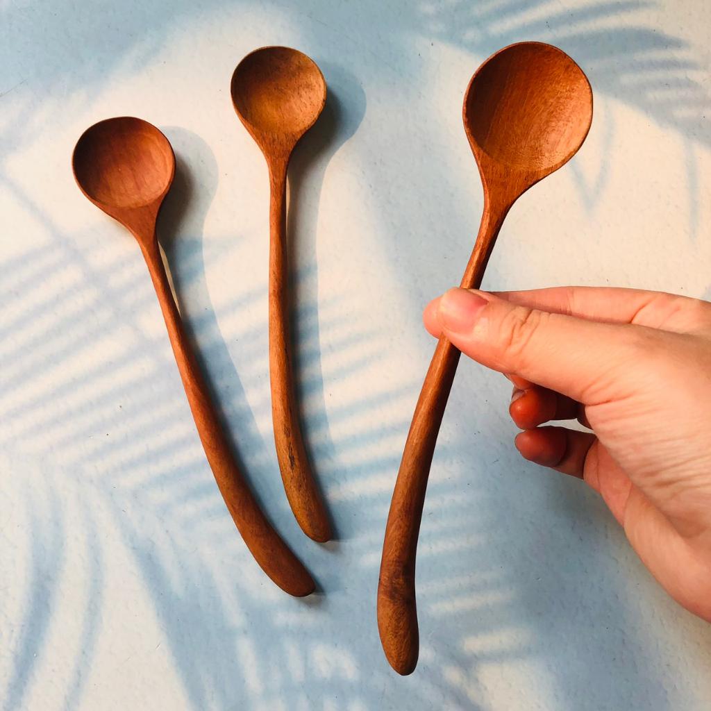 Thìa/Muỗng Gỗ Nhãn 20x3.5 cm, Thìa Ăn Cơm, Soup, Cháo, Phụ Kiện Bàn Ăn, Chụp Ảnh Decor