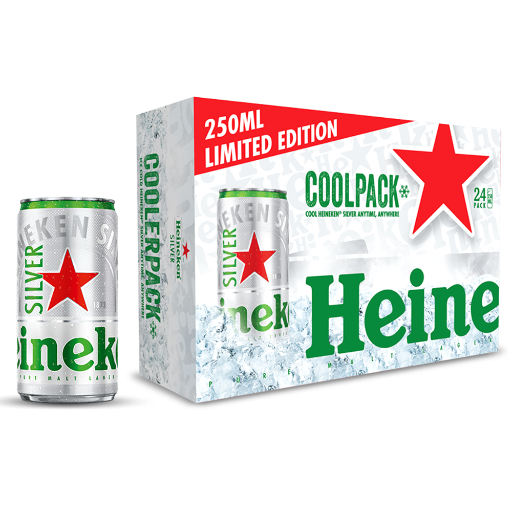 Thùng 24 lon bia Heineken Silver Coolpack 250ml/lon