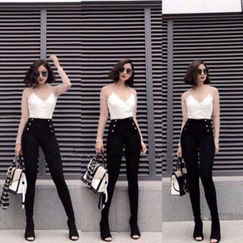 Quần legging bigsize 6 khuy,quần legging nữ cạp lưng cao