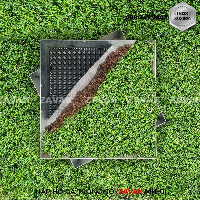 Nắp hố ga trồng cỏ inox 45x45cm