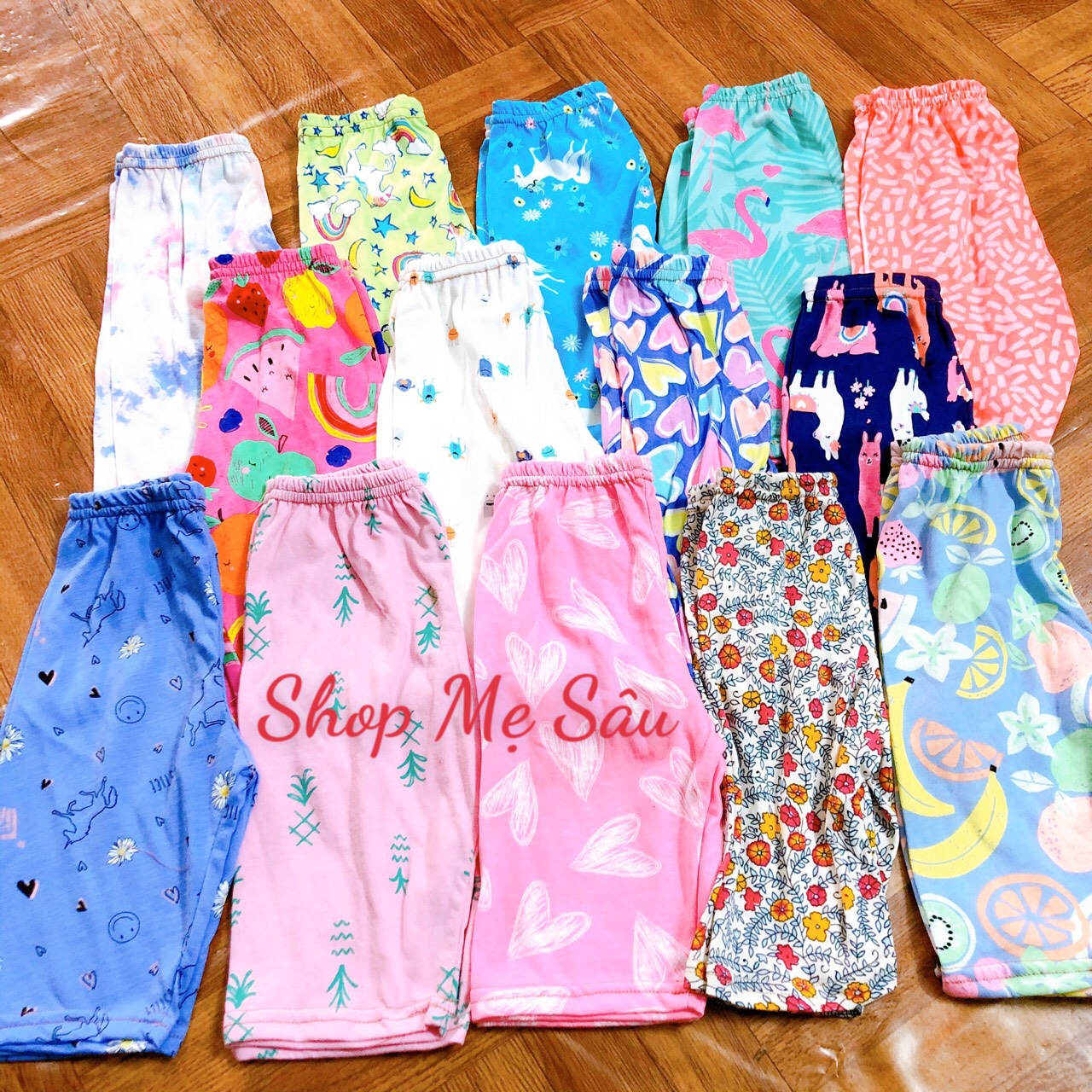 Combo 5 quần legging lửng cotton bé gái size nhí 8-18kg