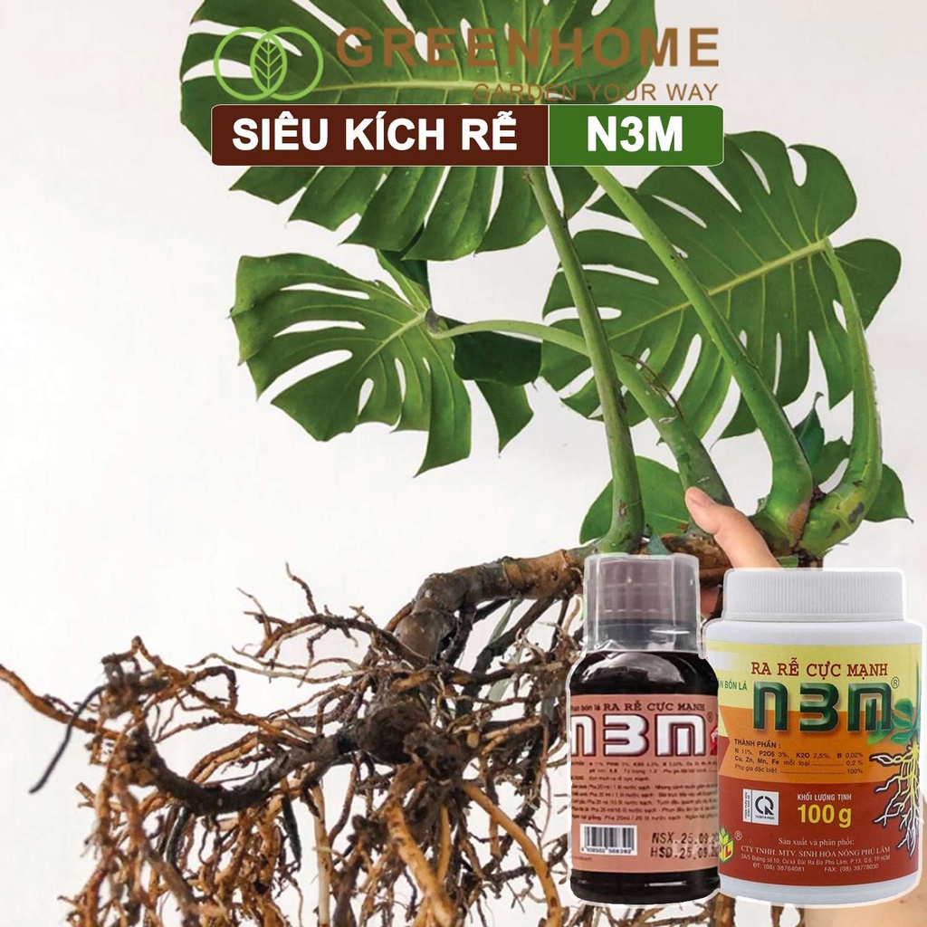 Thuốc kích rễ N3M, chai 100ml, siêu ra rễ, giâm, chiết cành, ngâm hạt giống |Greenhome