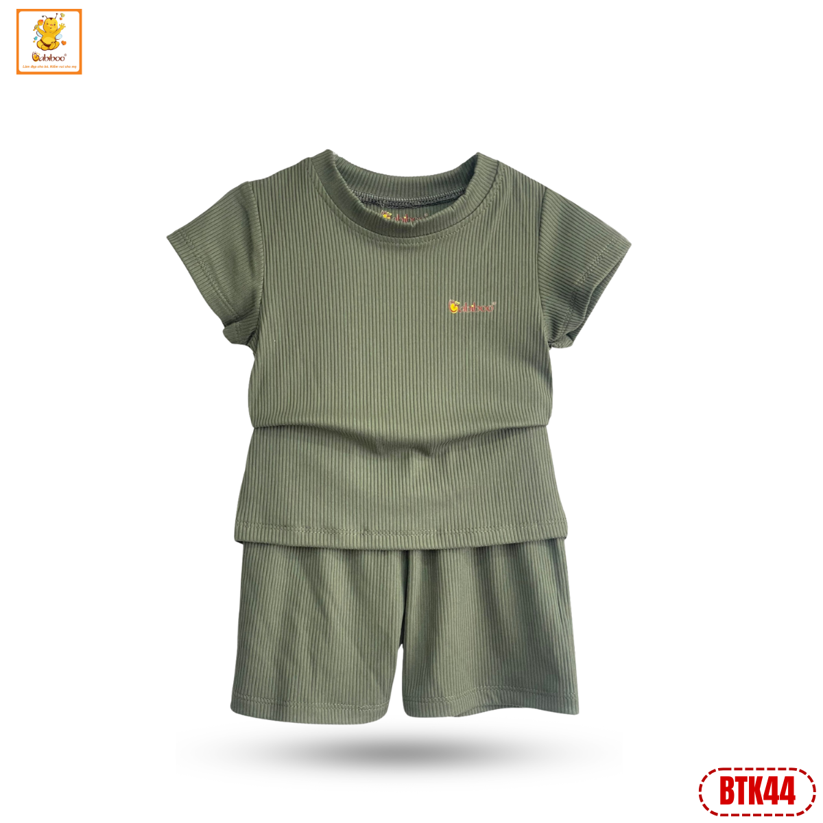 Đồ bộ bé trai Babiboo bộ cộc tay chất vải viscose gân tăm siêu mát, co dãn BTK44