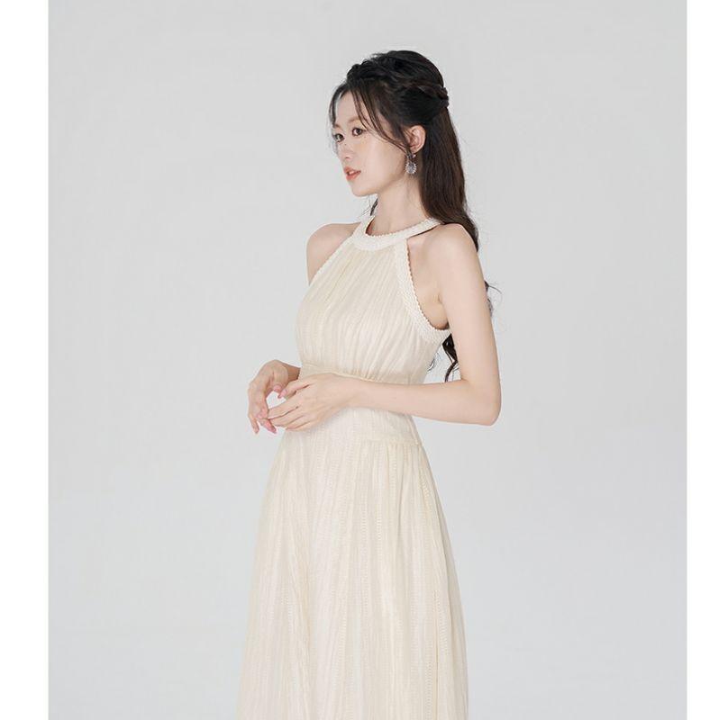 TOBE1SHOP Váy cổ nữ thiết kế mùa hè, eo cao, váy cổ dài.