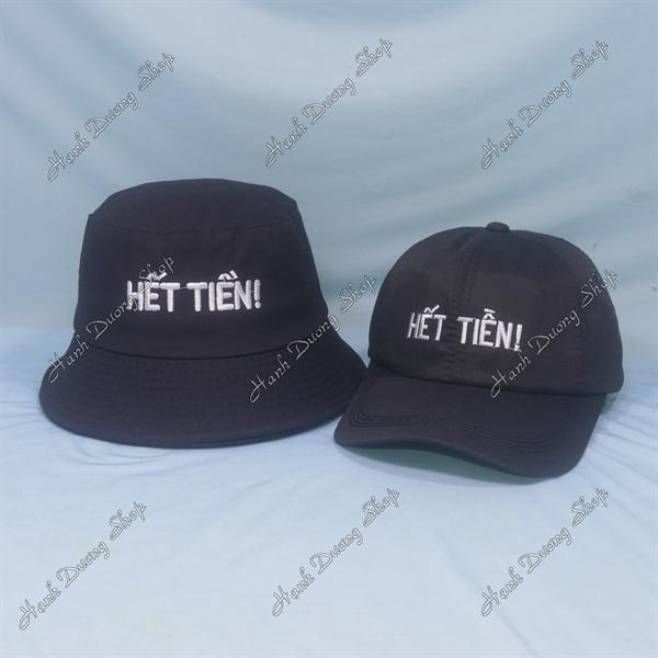 Set Nón Cặp Bucket & Cap Hết Tiền (HET01); (KHT01) - Đen