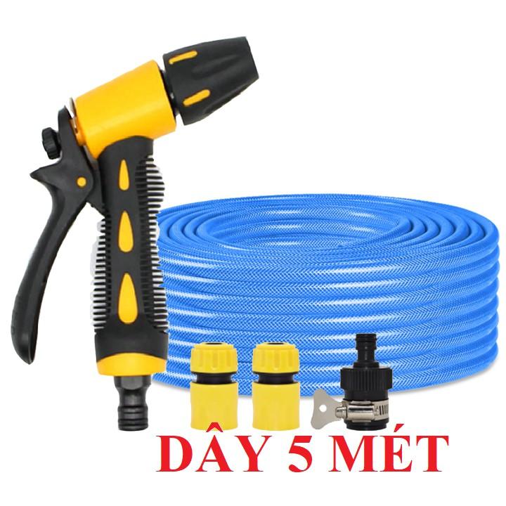 Bộ dây vòi xịt nước rửa xe, tưới cây . tăng áp 3 lần, loại 3m, 5m 206319 cút sập,nối đen+ tặng đai TL