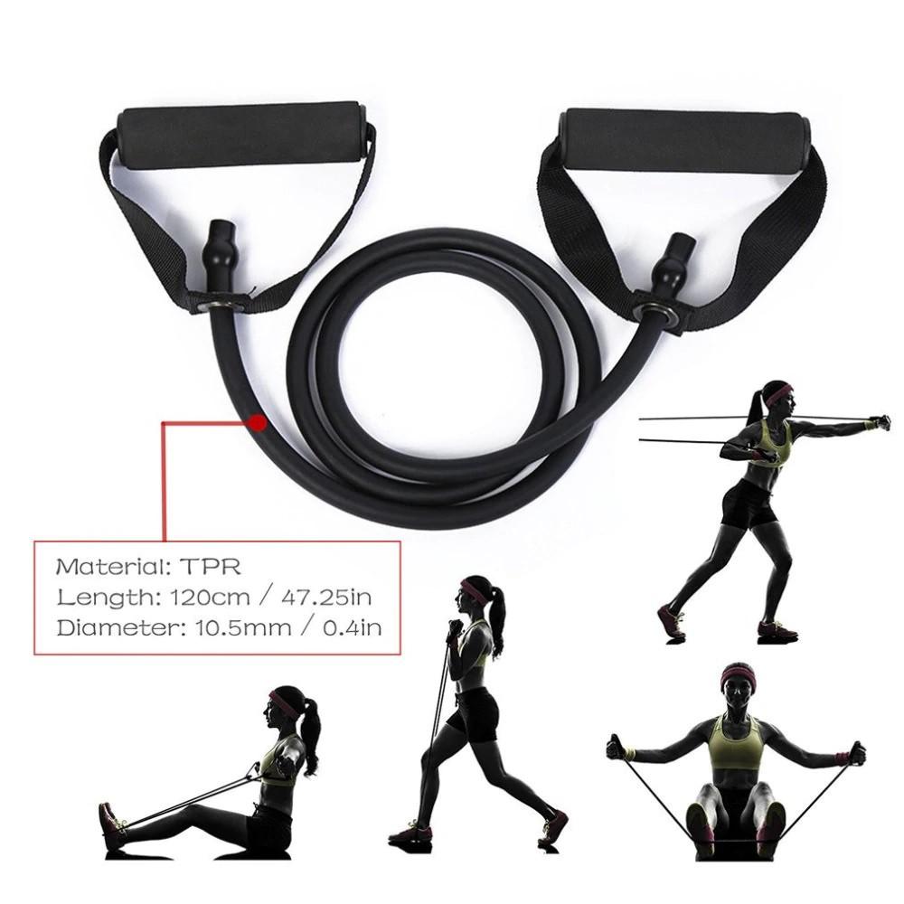 Dây tập kháng lực YOGA tập bụng co giãn, kéo cơ có tay cầm chính hãng SPORTY theo cấp độ 10, 15, 20, 25, 30LBS