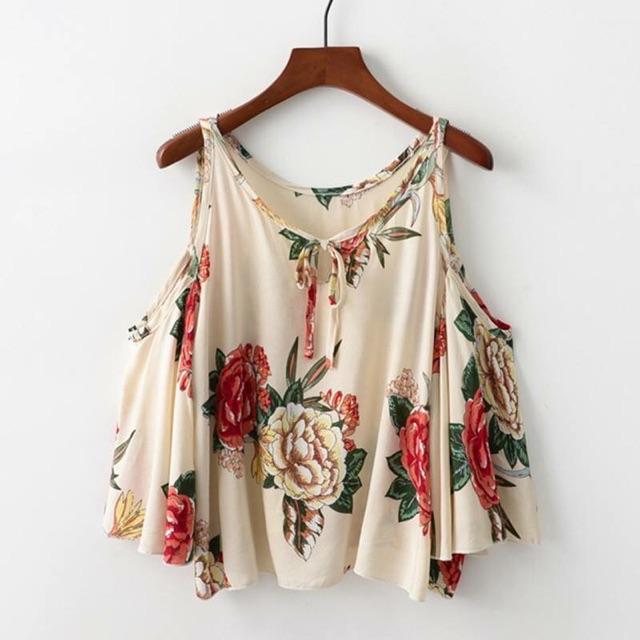 ÁO KHOÉT VAI HOA QUẢNG CHÂU