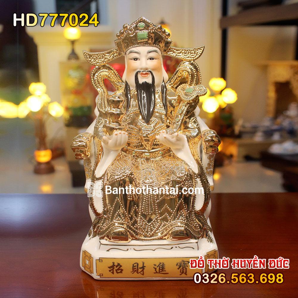 Tượng Thần Tiền bằng Sứ dát kim HD777024