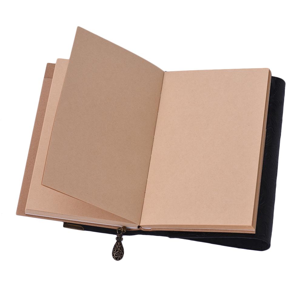 Handmade Embossed Pattern Soft Leather Journal Travel Notebook with lock and Key Diary Notepad Kraft Paper for Travelers