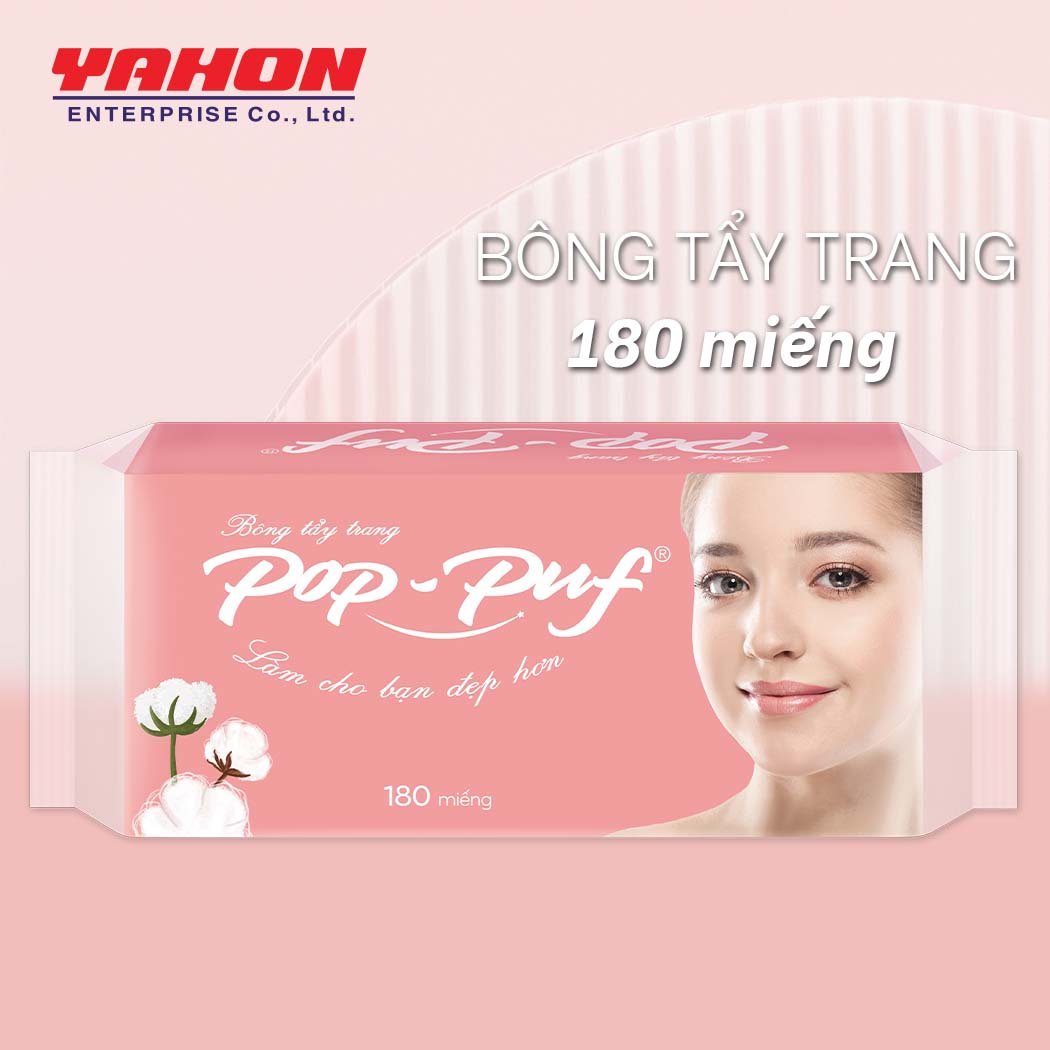 Bao Bông Tẩy Trang Ép Biên POP-PUF 180 Miếng/Bao