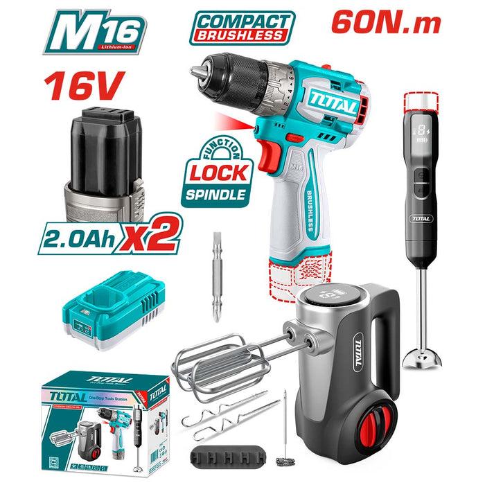 BỘ COMBO 3 TRONG 1 MÁY KHOAN DÙNG PIN 16V MODEL TDLI16681 100W TOTAL TCKLI1638 - HÀNG CHÍNH HÃNG